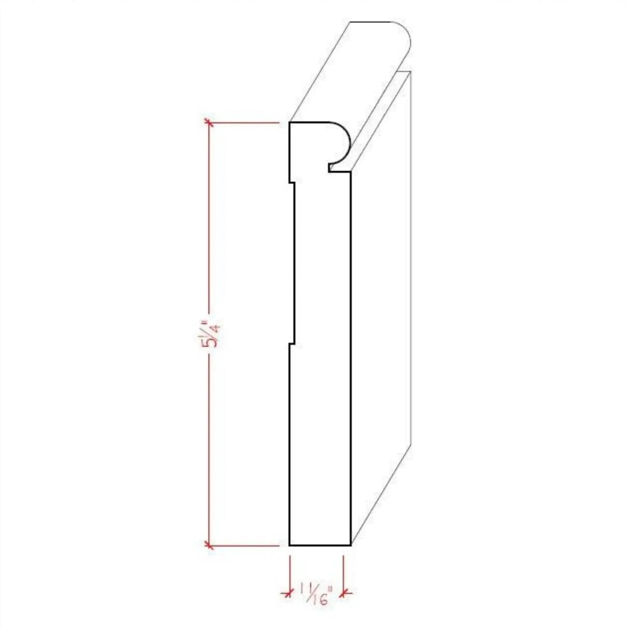 EWBB26 Beaded 5-1/4" Tall x 11/16" Baseboard Moulding. Unfinished by NewMouldings