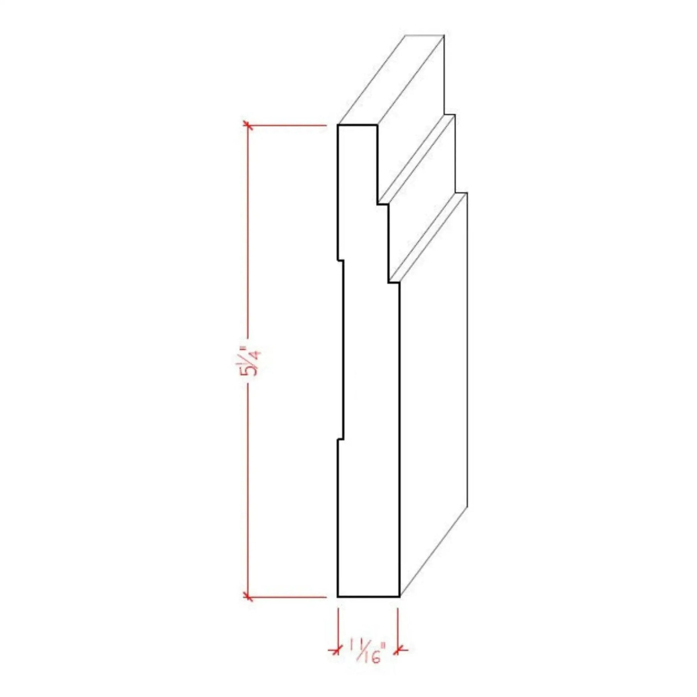 EWBB29 Contemporary Stepped 5-1/4" Tall x 11/16" Baseboard Unfinished by NewMouldings