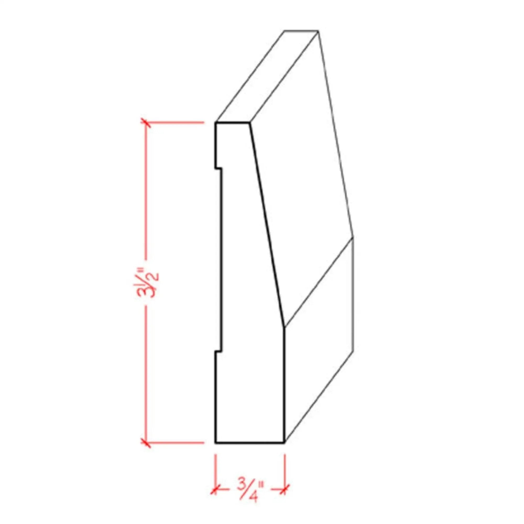 EWBB32 Beveled 3-1/2" Tall x 3/4" Baseboard Moulding. Unfinished by NewMouldings