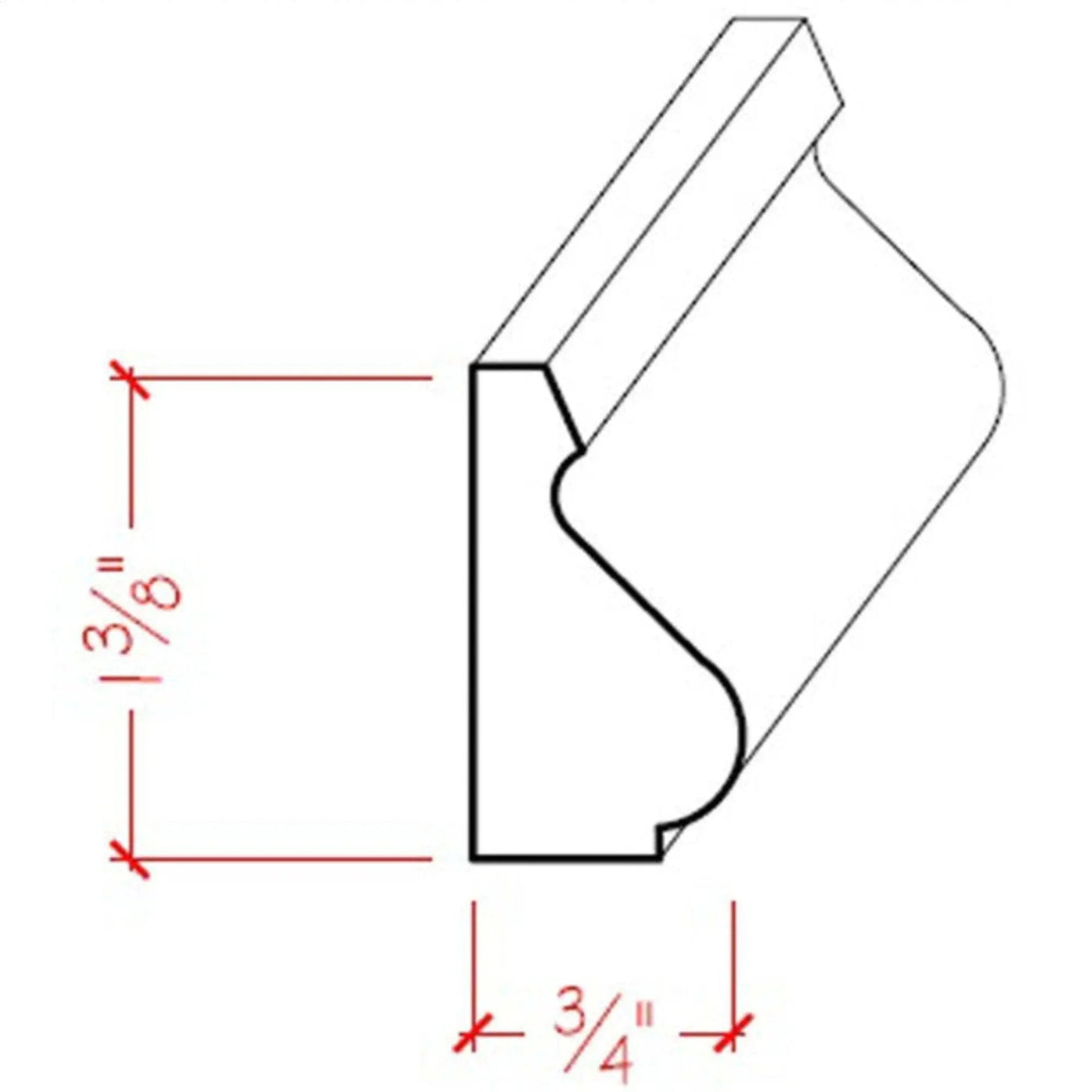 EWBC14 Colonial 1-3/8" Tall x 3/4" Base Cap Moulding. Unfinished by NewMouldings