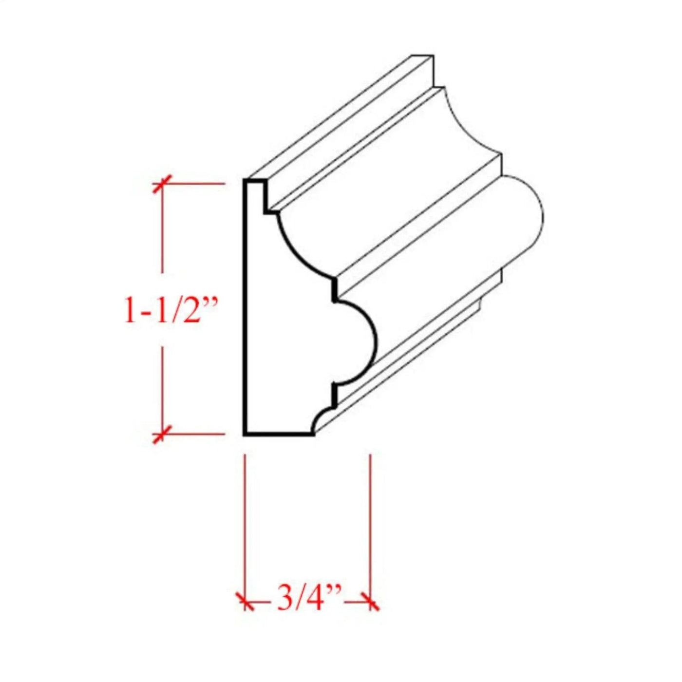 EWBC29 Colonial 1-1/2" Tall x 3/4" Base Cap Moulding. Unfinished by NewMouldings