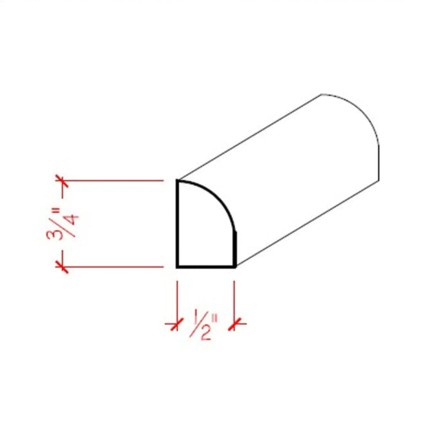 EWBS11 Baseboard Shoe 3/4" Tall x 1/2" Quarter Round. Unfinished by NewMouldings