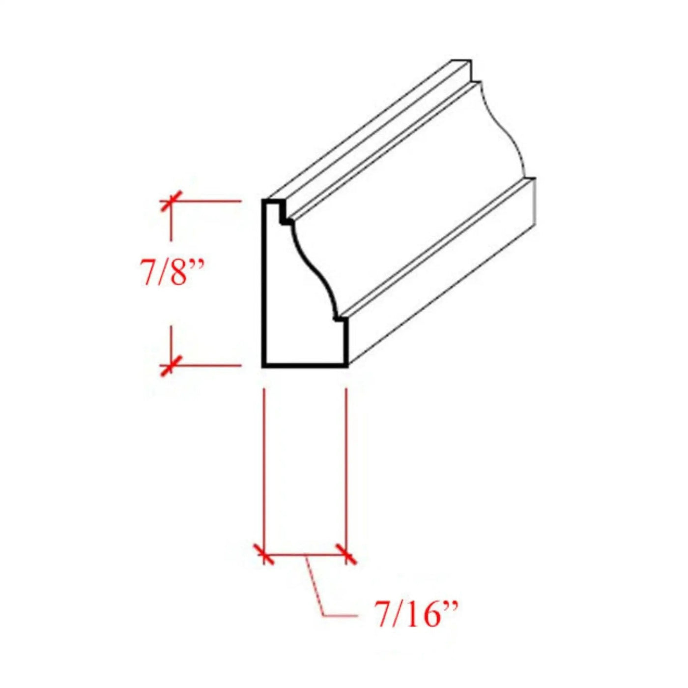 EWBS13 Baseboard Shoe 7/8" Tall x 7/16" Colonial Trim. Unfinished by NewMouldings