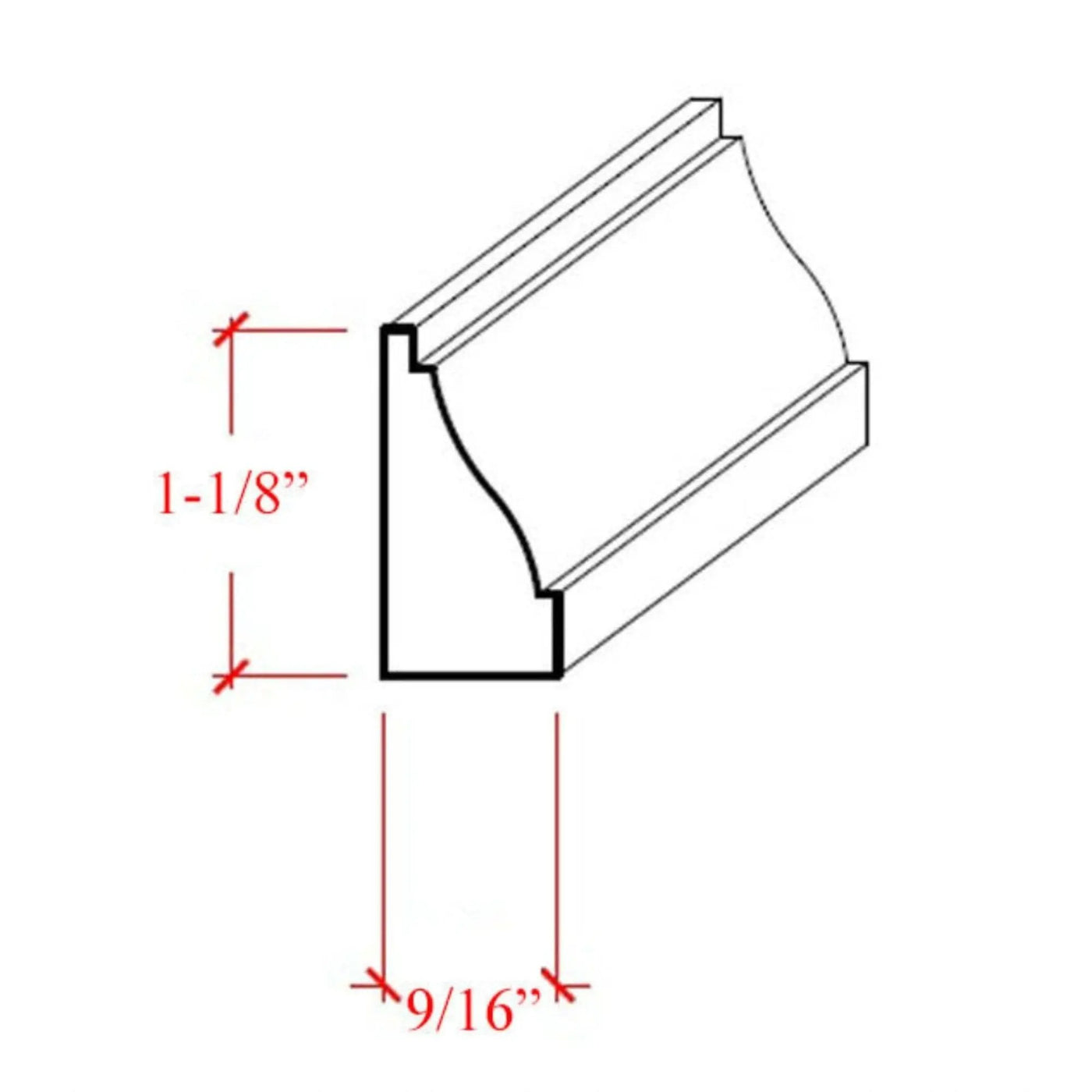 EWBS14 Baseboard Shoe 1-1/8" Tall x 9/16" Colonial Trim. Unfinished by NewMouldings