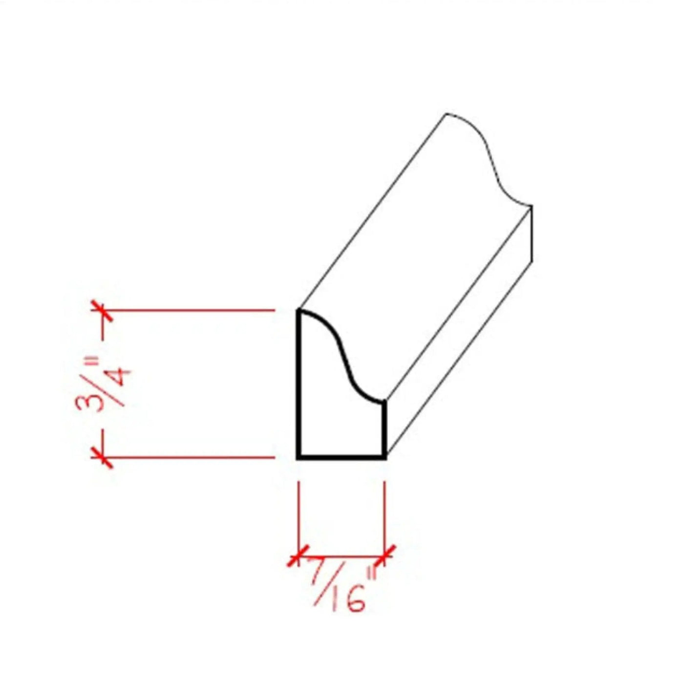 EWBS15 Baseboard Shoe 3/4" Tall x 7/16" Ogea Style. Unfinished by NewMouldings
