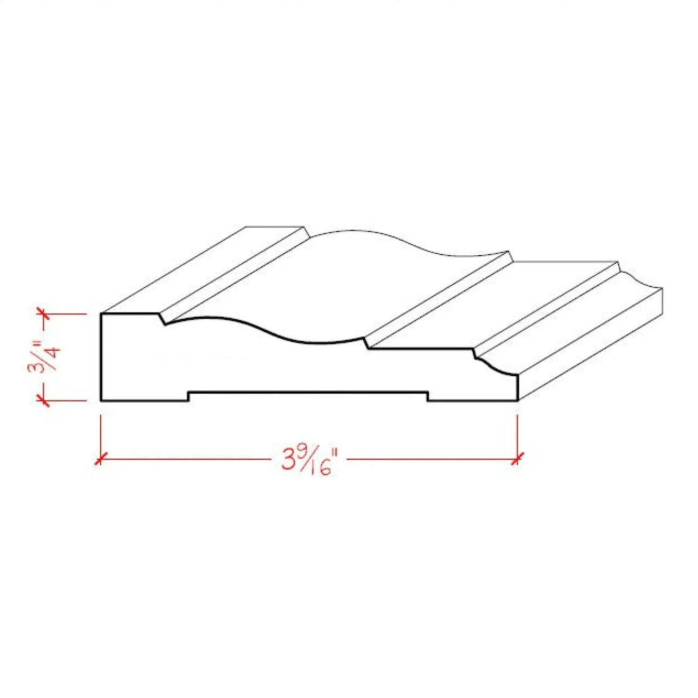 EWCA12 Colonial Casing 3-1/2" wide x 3/4" Trim. Unfinished Moulding by NewMouldings