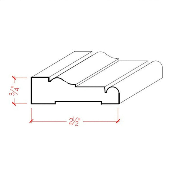 EWCA16 Colonial Casing 2-1/2" wide x 3/4" Trim. Unfinished Moulding, photo 2 of 7
