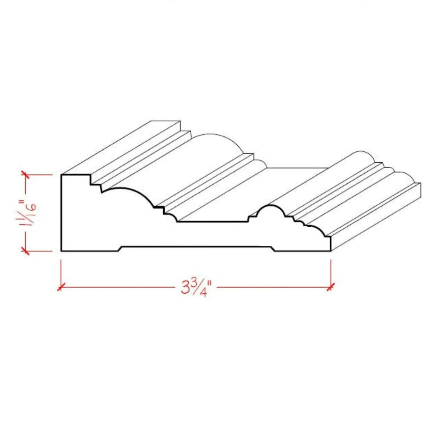 EWCA22 Traditional Casing 3-3/4" wide x 1" Trim. Unfinished Moulding by NewMouldings