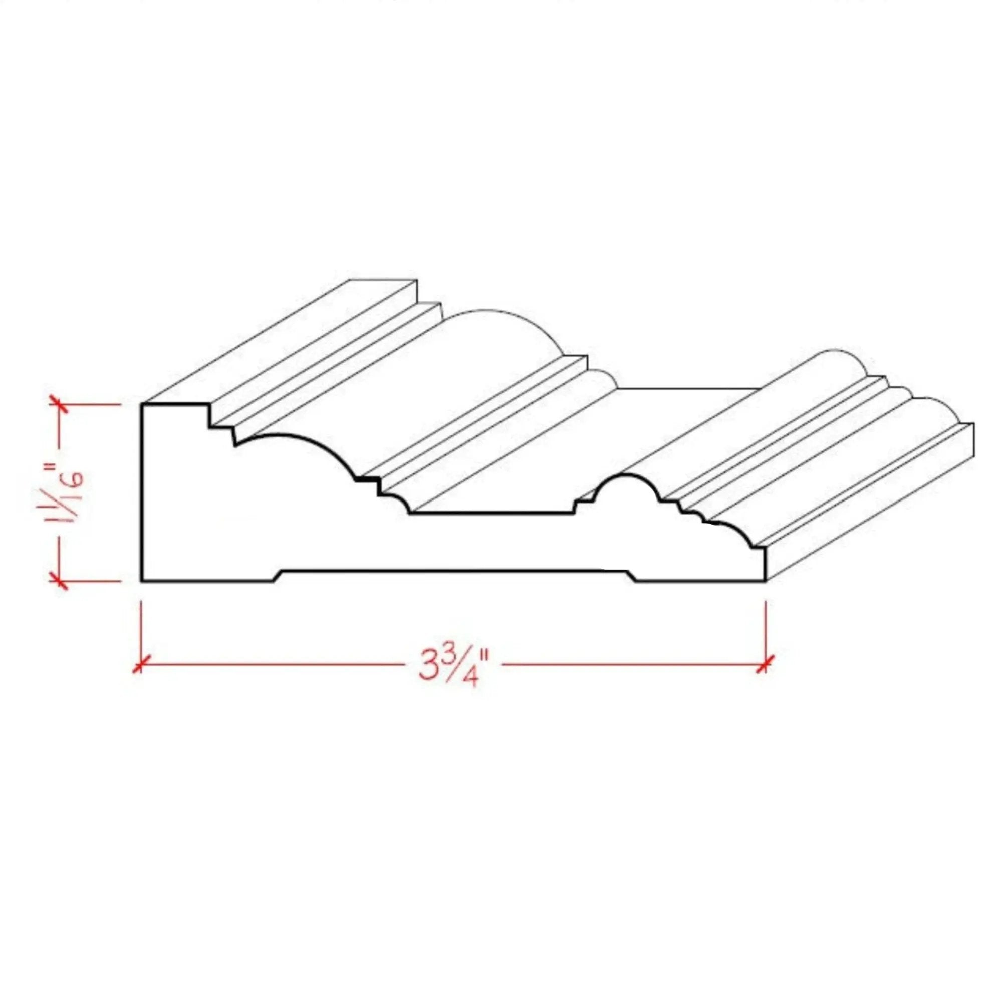 EWCA22 Traditional Casing 3-3/4" wide x 1" Trim. Unfinished Moulding by NewMouldings