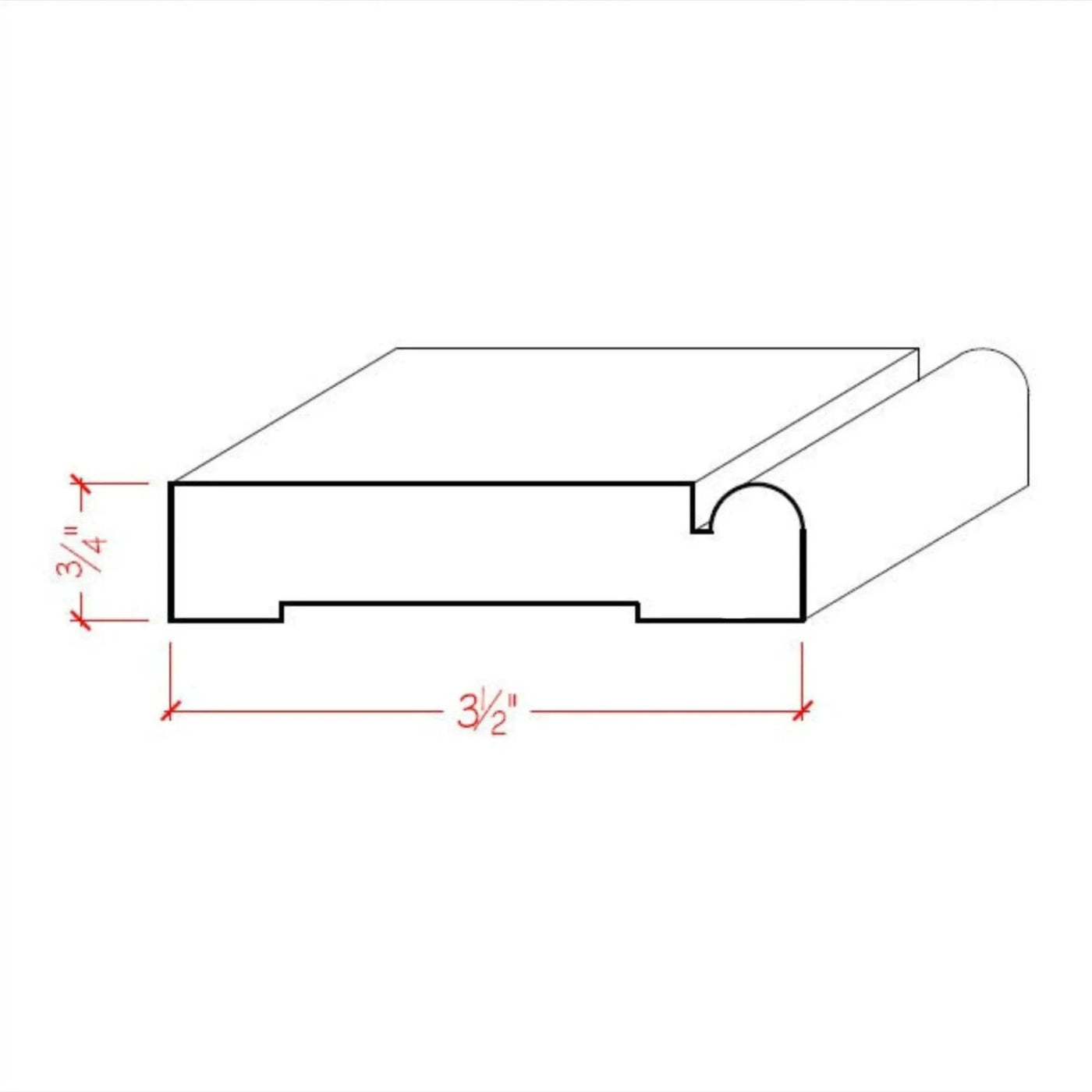 EWCA30 Beaded Casing 3-1/2" wide x 3/4" Trim. Unfinished Moulding by NewMouldings