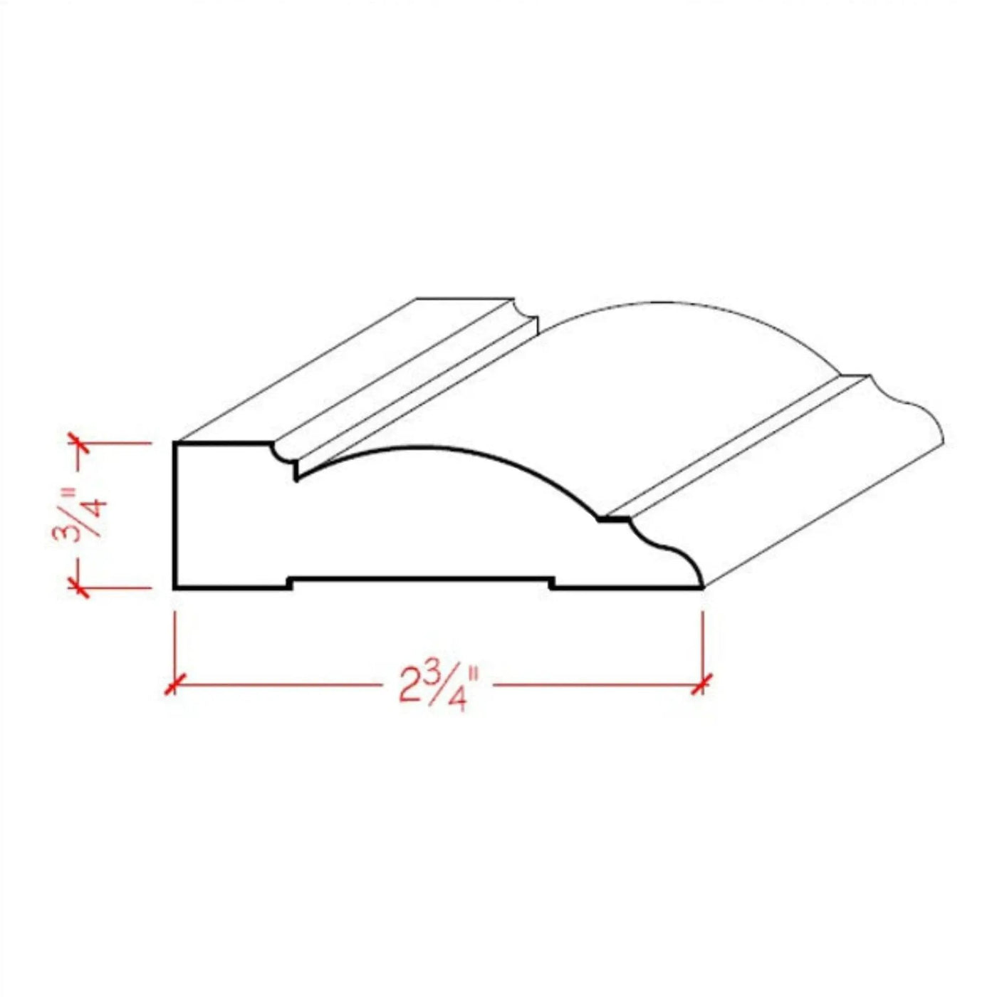 EWCA32 Transitional Casing Trim 2-3/4" wide x 3/4" Unfinished by NewMouldings