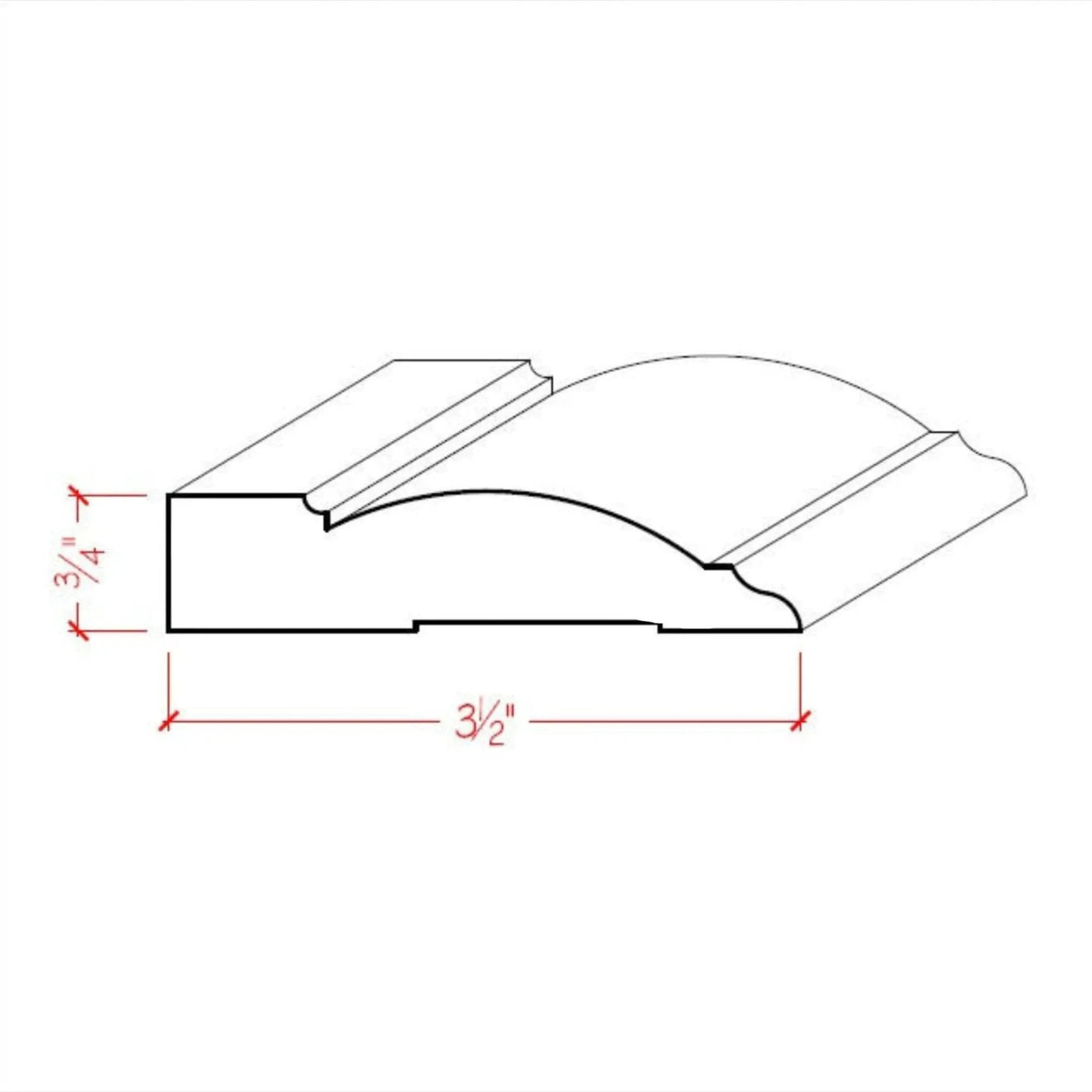 EWCA33 Transitional Casing Trim 3-1/2" wide x 3/4" Unfinished by NewMouldings