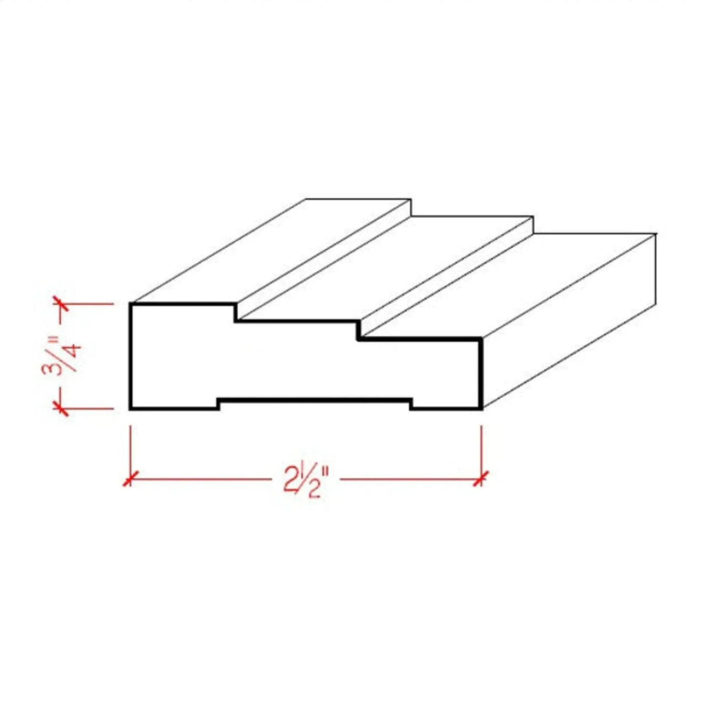 EWCA34 Contemporary 2-1/2" wide x 3/4" Stepped Casing. Unfinished Trim by NewMouldings