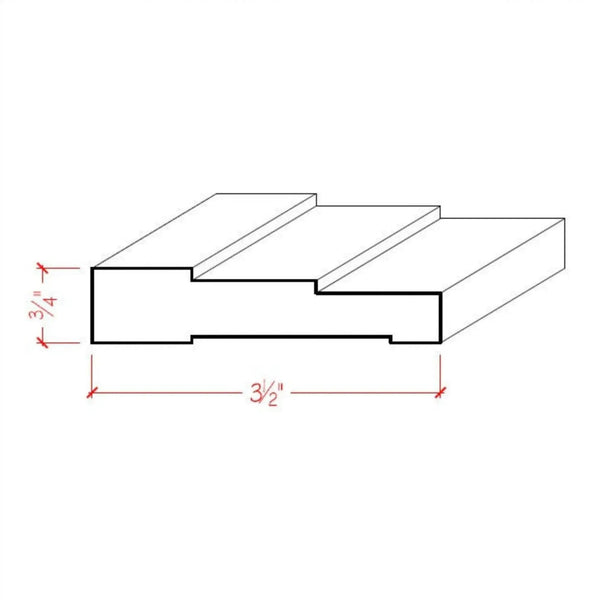 EWCA35 Contemporary 3-1/2" wide x 3/4" Stepped Casing. Unfinished Trim, photo 2 of 6