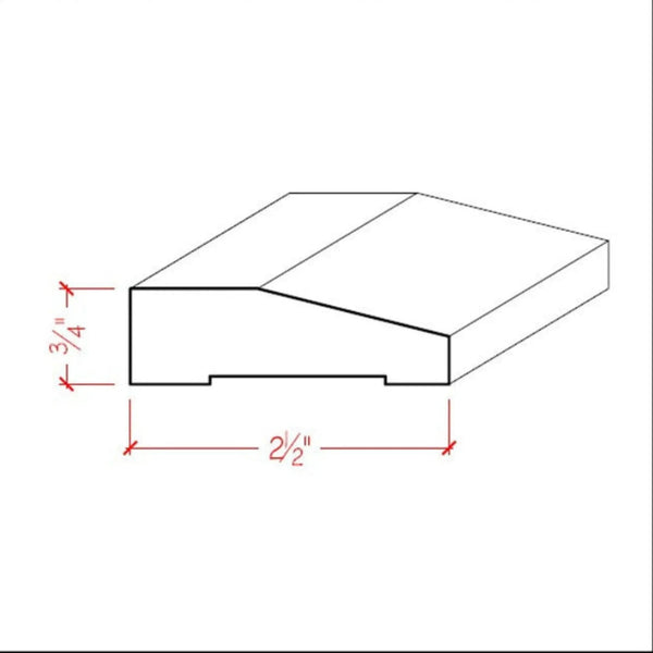 EWCA41 Beveled Modern Casing 2-1/2" wide x 3/4" Contemporary Unfinished Trim, photo 2 of 6