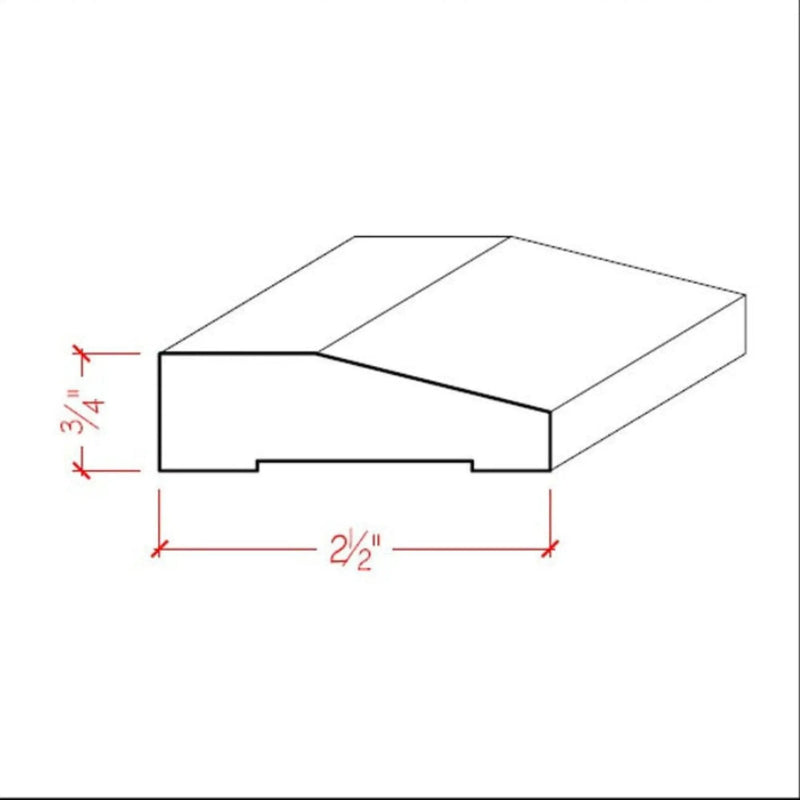 EWCA41 Beveled Modern Casing 2-1/2" wide x 3/4" Contemporary Unfinished Trim by NewMouldings