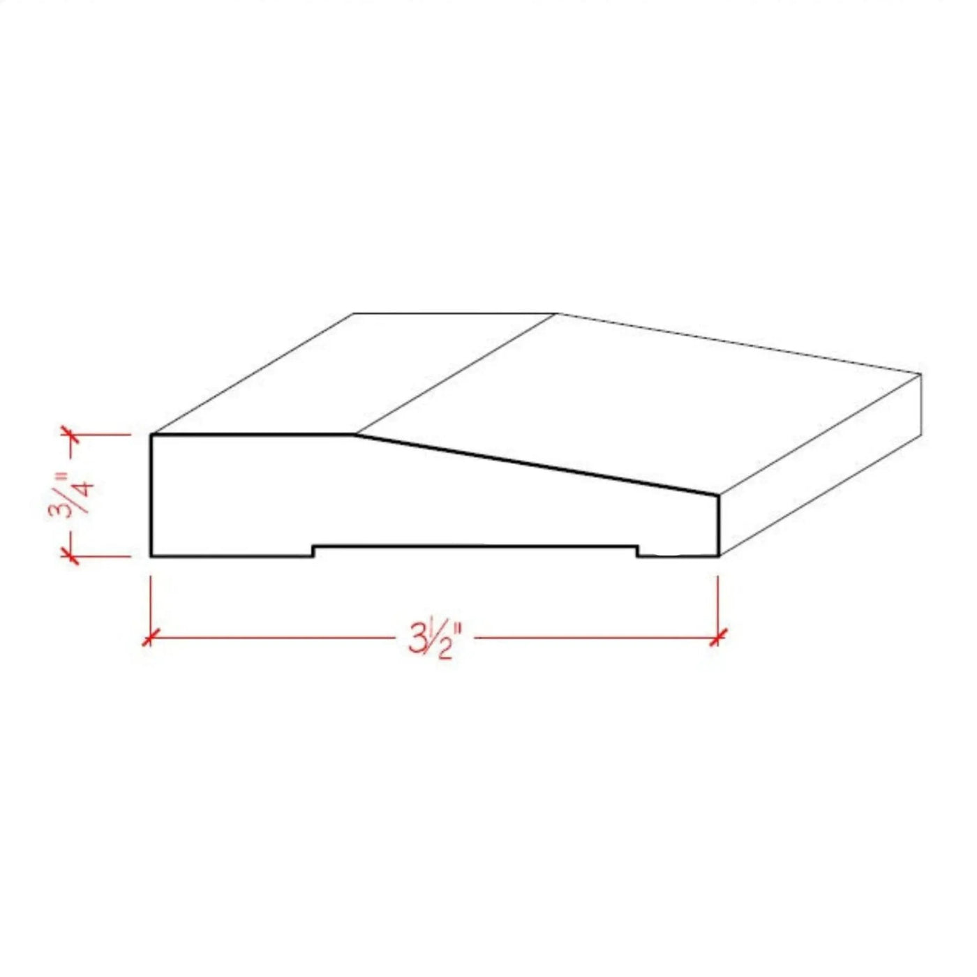 EWCA42 Contemporary 3-1/2" wide x 3/4" Beveled Casing. Unfinished Trim by NewMouldings