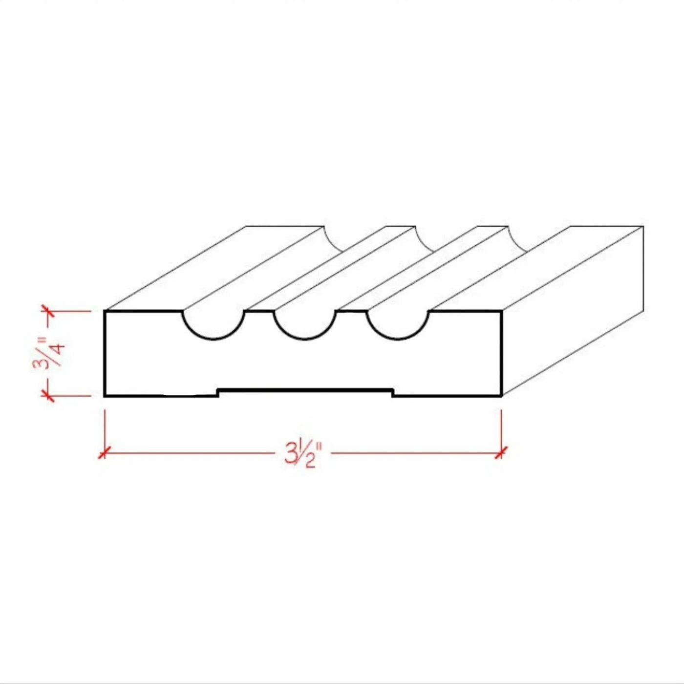 EWCA46 Fluted 3-1/2" wide x 3/4" Casing. Unfinished Trim by NewMouldings