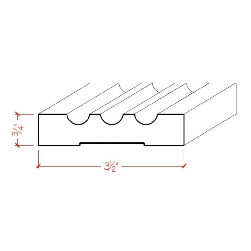 EWCA46 Fluted 3-1/2" wide x 3/4" Casing. Unfinished Trim by NewMouldings