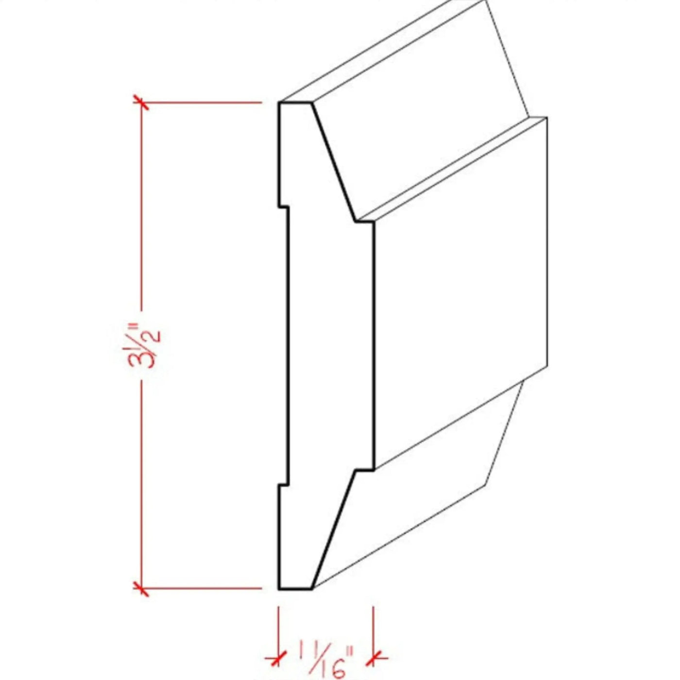 EWCH19 Contemporary Chair Rail 3-1/2" Tall x 11/16" Trim. Unfinished by NewMouldings