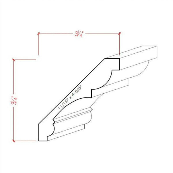 EWCR21 Crown 3/4" x 4-5/8" Unfinished 3-1/4" High x 3-1/4" Deep, photo 2 of 6