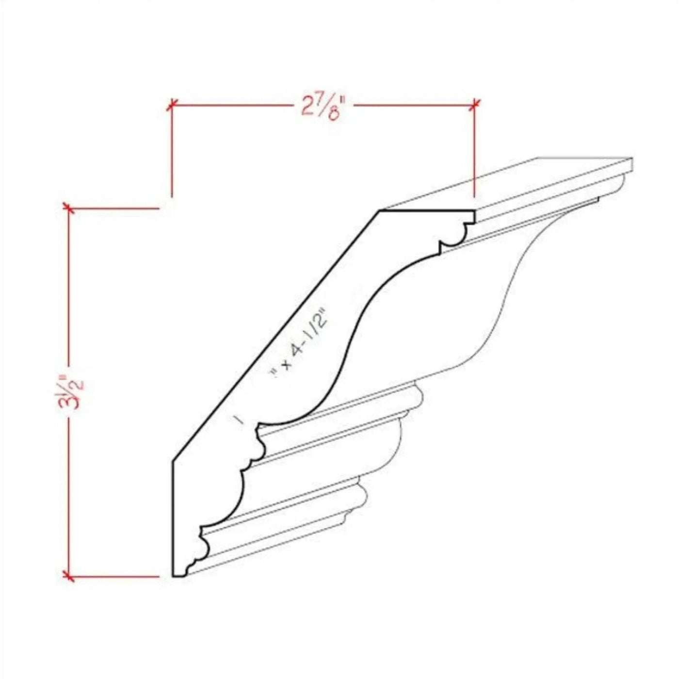EWCR27 Crown 7/8" x 4-1/2" Unfinished 3-1/2" Rise x 2-7/8" Run by NewMouldings