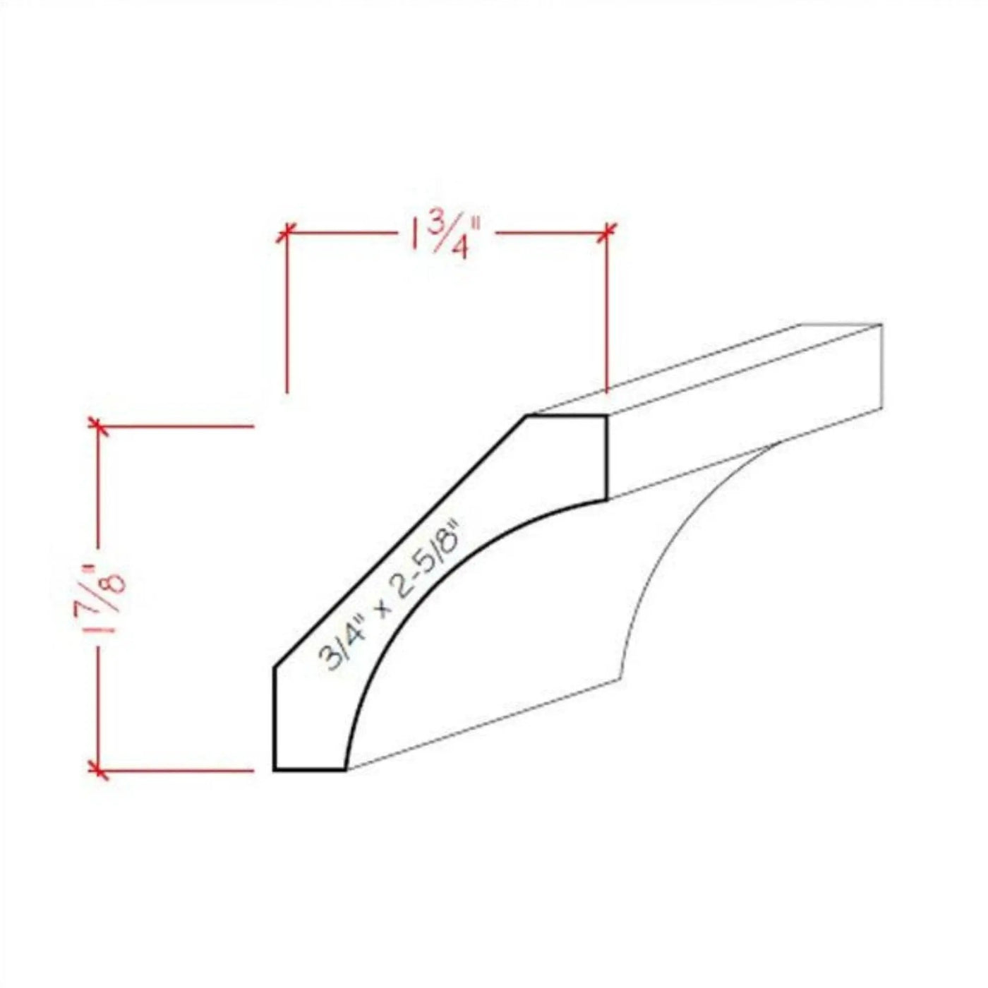 EWCR39 Cove Crown 3/4" x 2-5/8" Unfinished 1-7/8" High x 1-3/4" Deep by NewMouldings