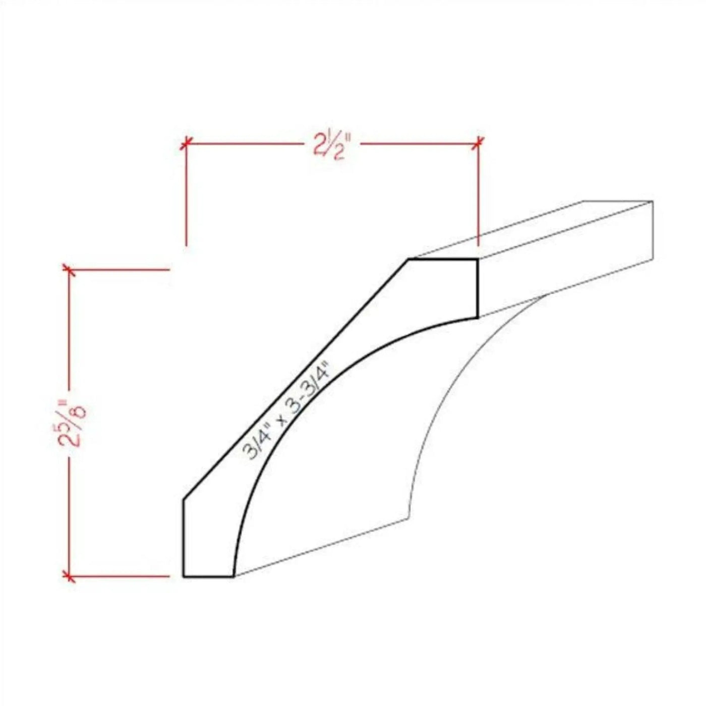 EWCR40 Cove Crown 3/4" x 3-3/4" Unfinished 2-5/8" High x 2-1/2" Deep by NewMouldings