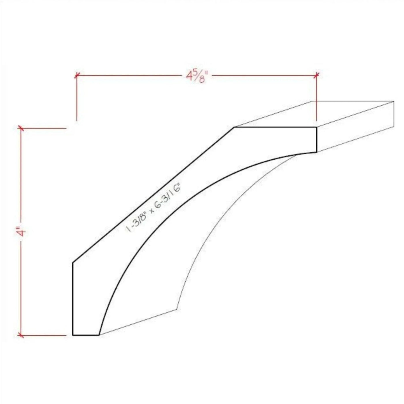 EWCR41 Cove Crown 1-3/8" x 6-3/16 Unfinished 4" High x 4-5/8" Deep by NewMouldings