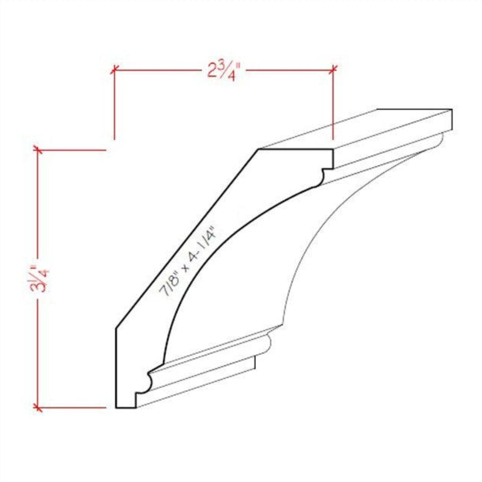 EWCR43 Cove Crown 7/8" x 4-1/4" Unfinished 3-1/4" High x 2-3/4" Deep by NewMouldings