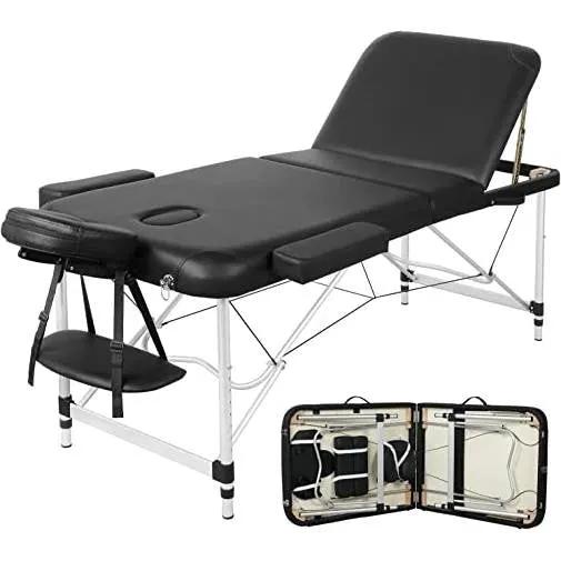 Black Extra Wide Adjustable Portable Massage Tattoo Folding Table by HomePacific