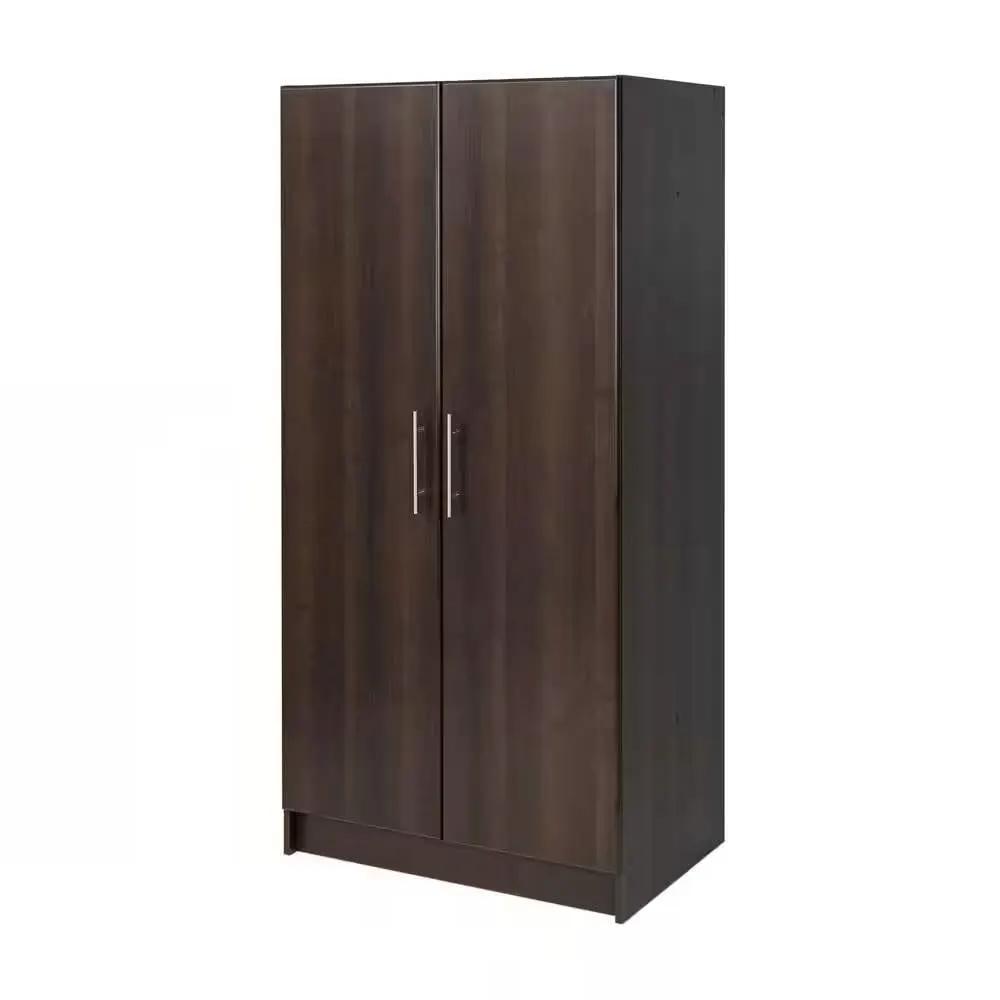 Bedroom Armoire Wardrobe Cabinet Closet with Hanging Rail in Brown Wood Finish by HomePacific