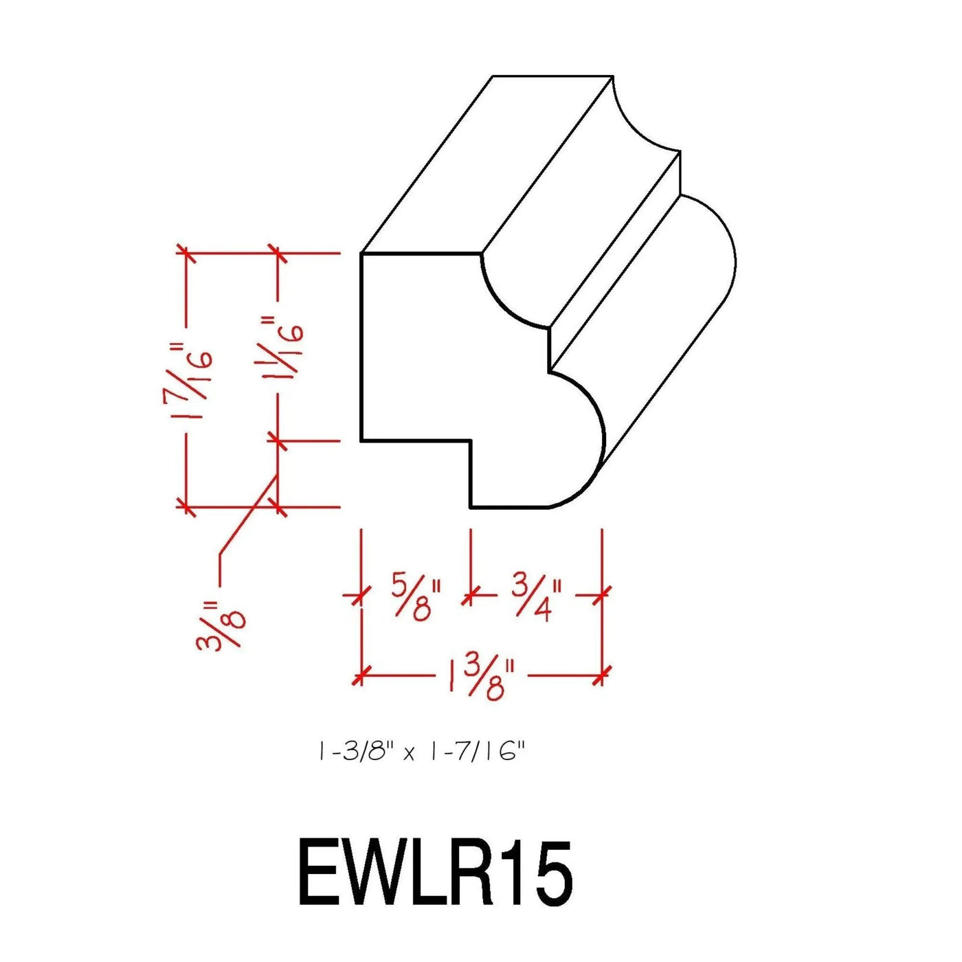 EWLR15 Kitchen Cabinet Light Rail 1-3/8" x 1-3/8" Trim. Unfinished by NewMouldings