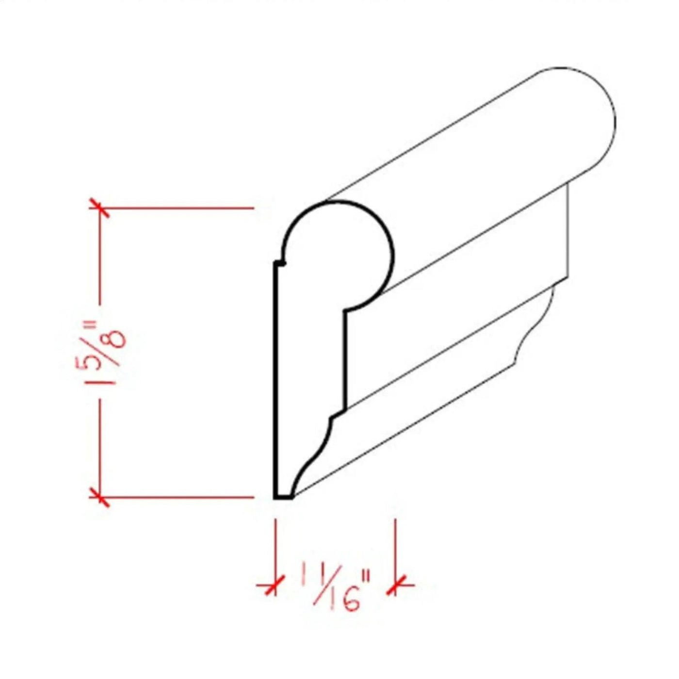 EWPC11 Picture Hanging Rail 1-5/8" Tall x 11/16" Moulding. Unfinished by NewMouldings