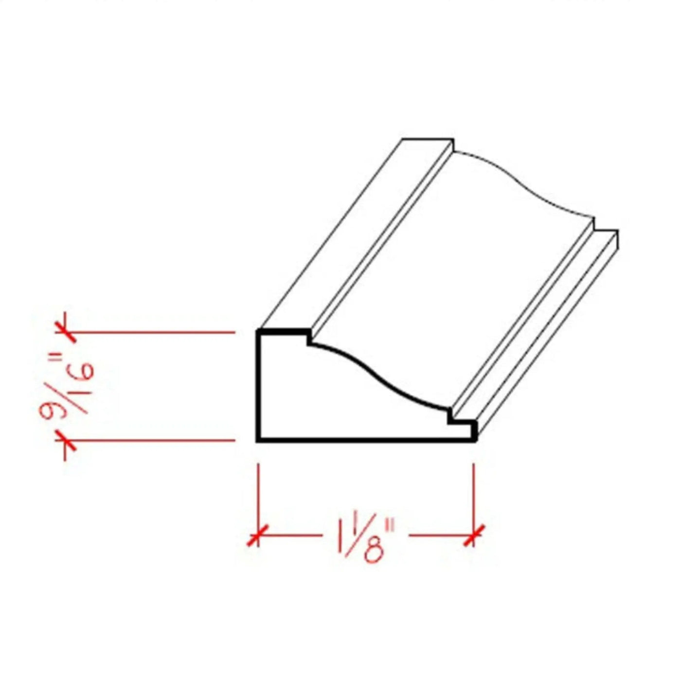 EWPM12 Colonial Panel Molding 1-1/8" wide x 9/16" Trim. Unfinished by NewMouldings