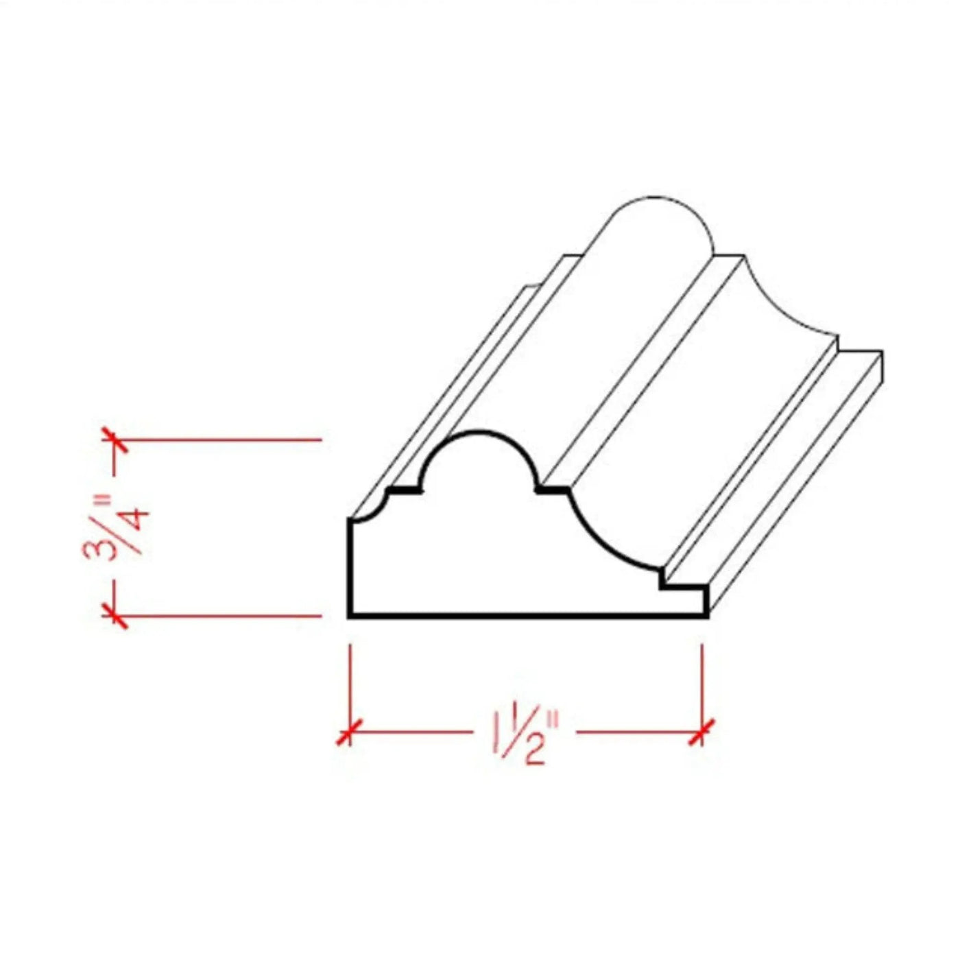 EWPM19 Nose and Cove Panel Molding 1-1/2" wide x 3/4" Trim. Unfinished by NewMouldings