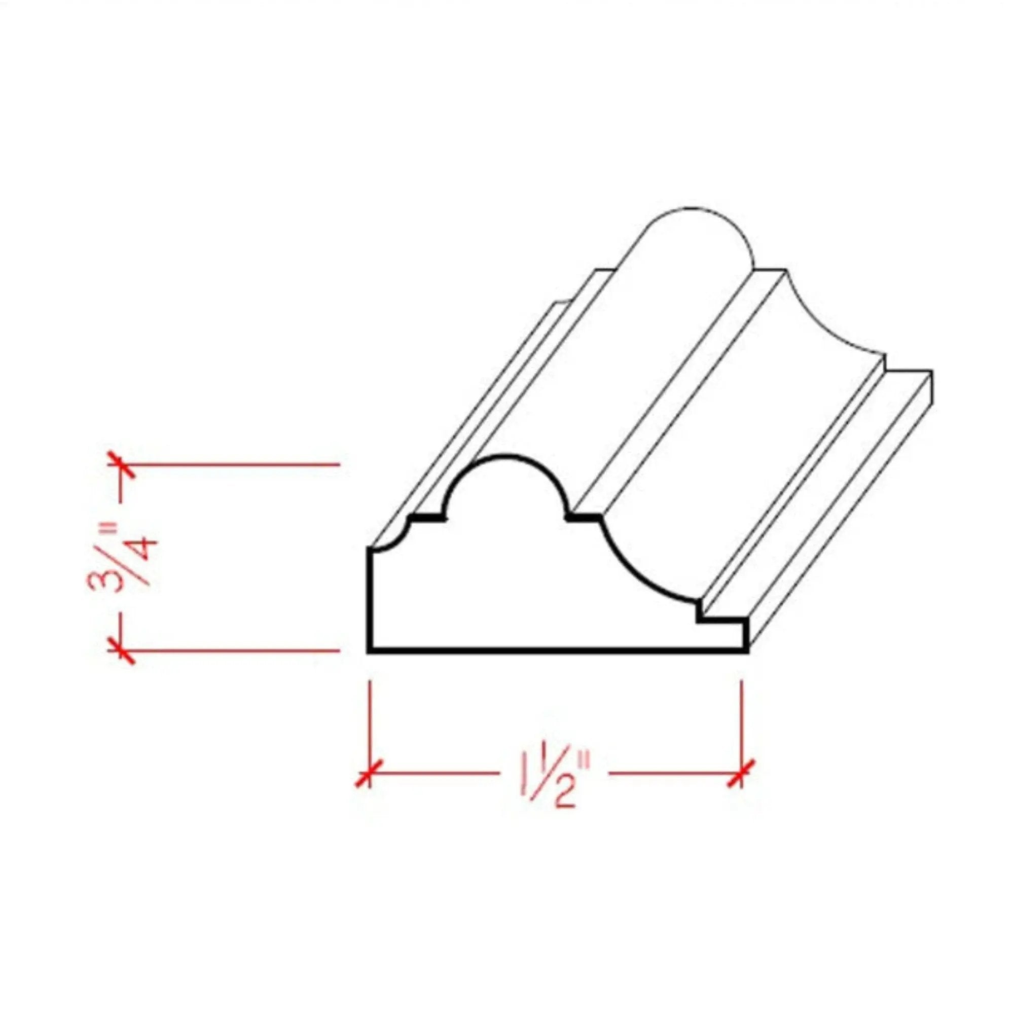 EWPM19 Nose and Cove Panel Molding 1-1/2" wide x 3/4" Trim. Unfinished by NewMouldings