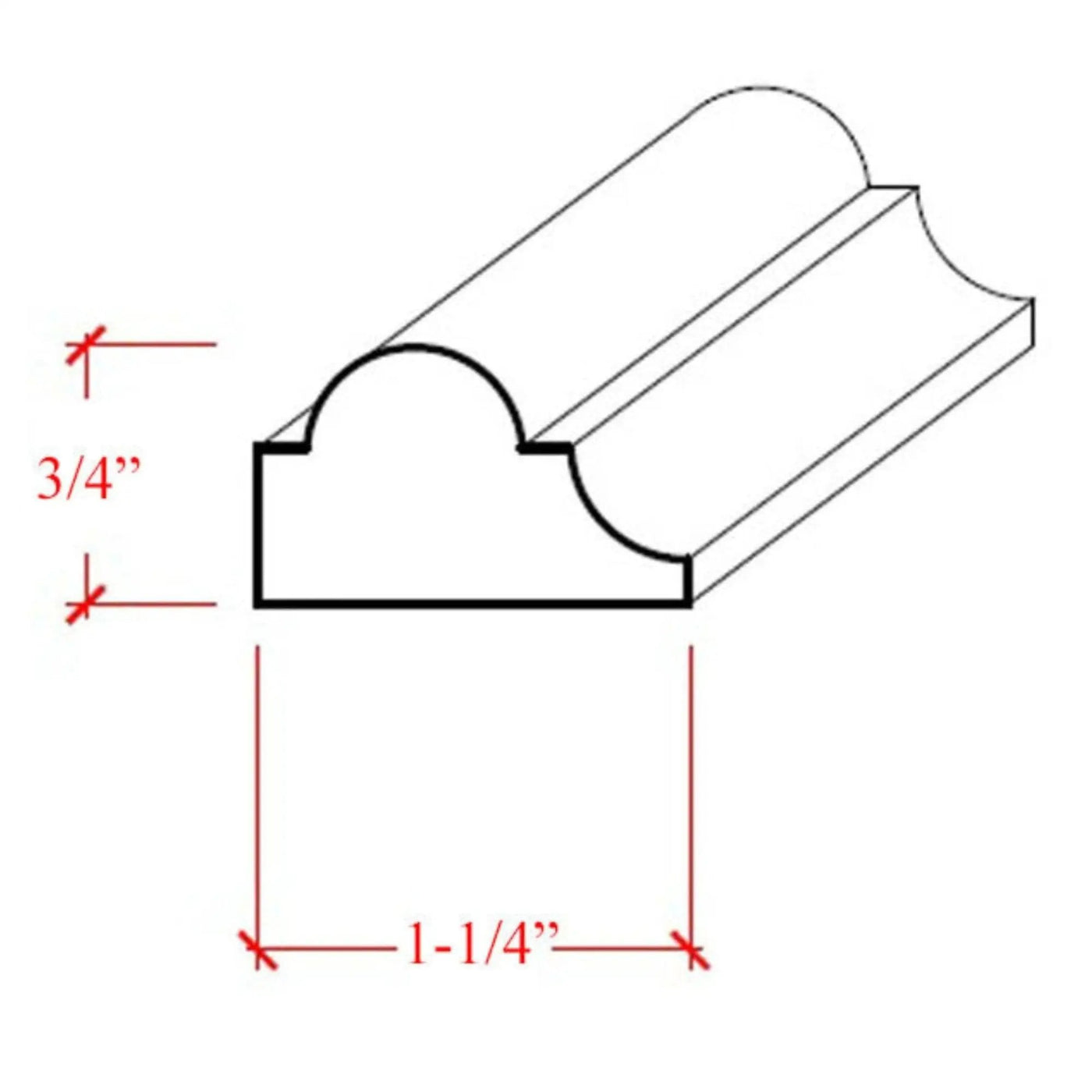 EWPM23 Nose and Cove Panel Molding 1-1/4" wide x 3/4" Trim. Unfinished by NewMouldings