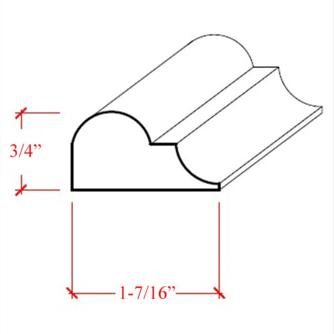 EWPM26 Nose and Cove Panel Molding 1-7/16" wide x 3/4" Trim. Unfinished by NewMouldings