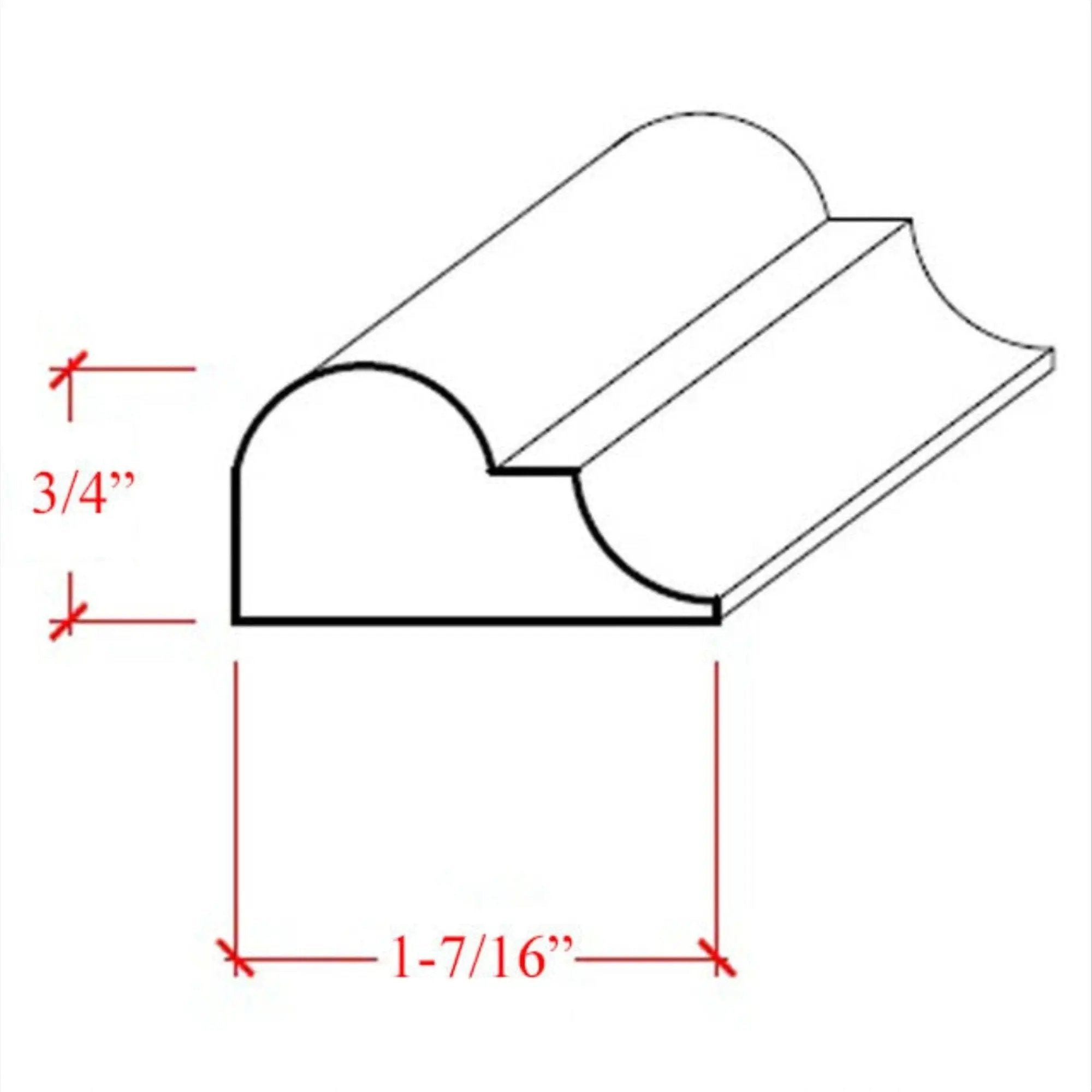 EWPM26 Nose and Cove Panel Molding 1-7/16" wide x 3/4" Trim. Unfinished by NewMouldings