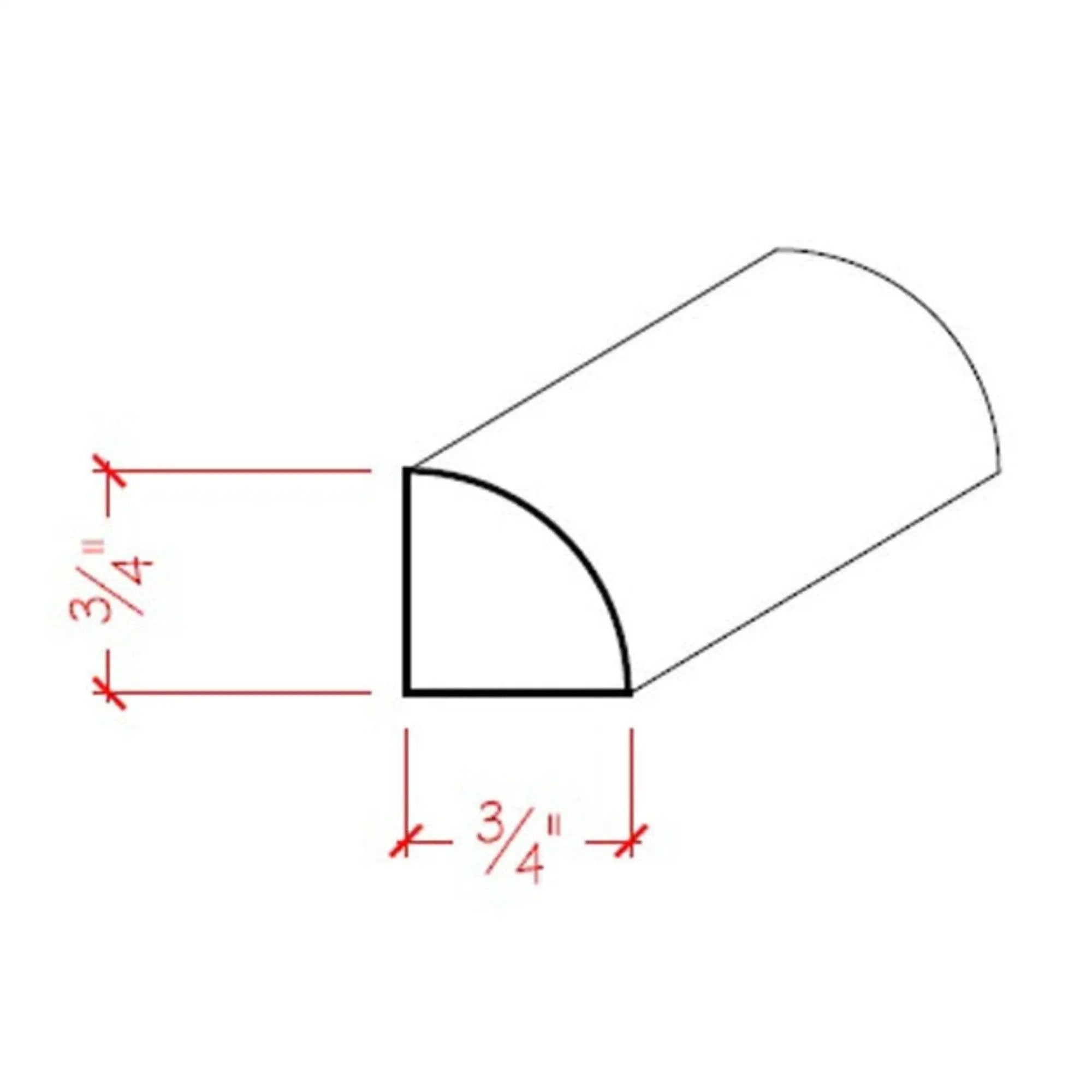 EWQR12 Quarter Round 3/4" x 3/4" Moulding Trim. Unfinished by NewMouldings