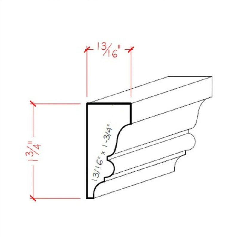 EWSC11 Solid Crown 1-3/4" High x 13/16" Deep Moulding. Unfinished by NewMouldings