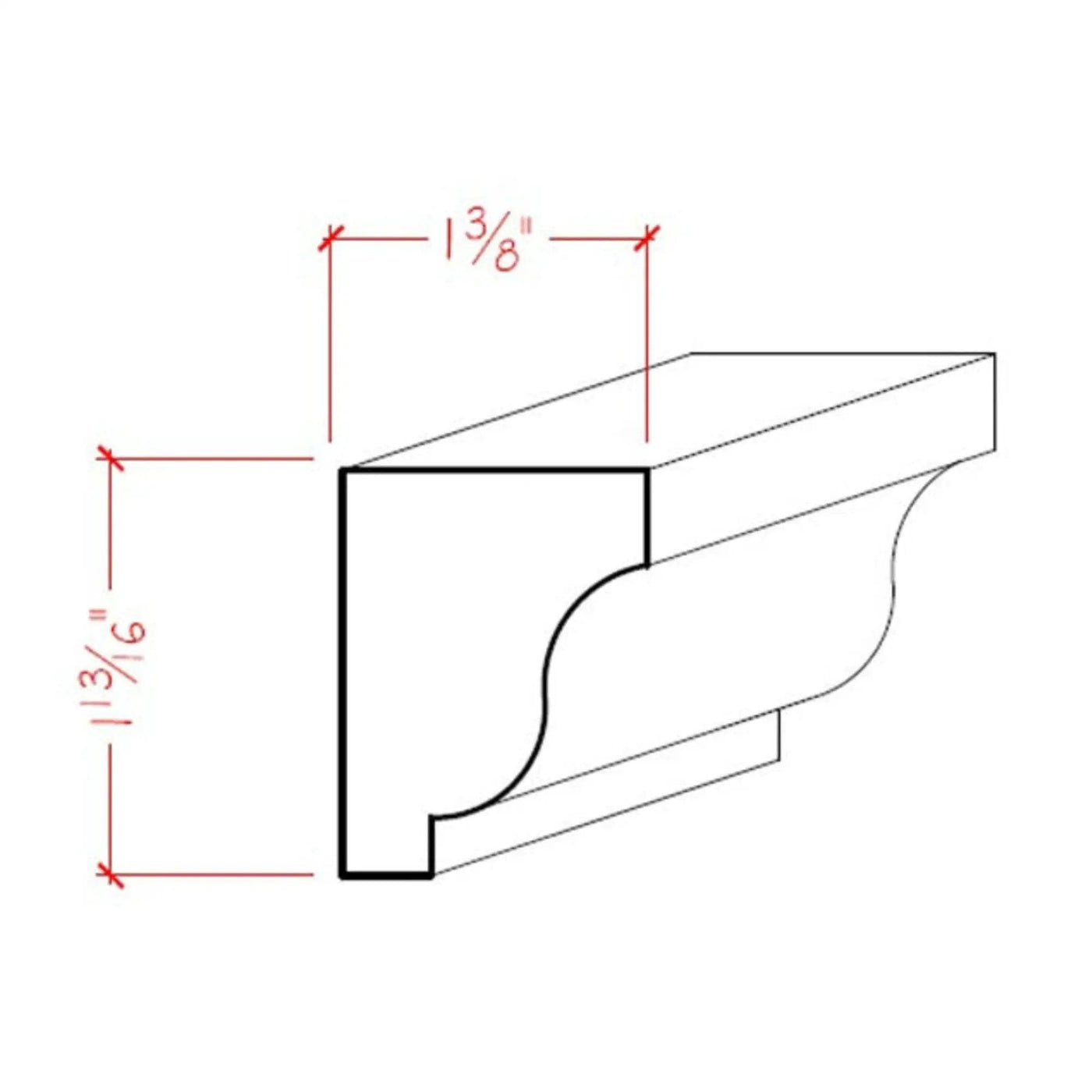 EWSC15 Solid Crown 1-3/4" High x 1-3/8" Deep Moulding. Unfinished by NewMouldings