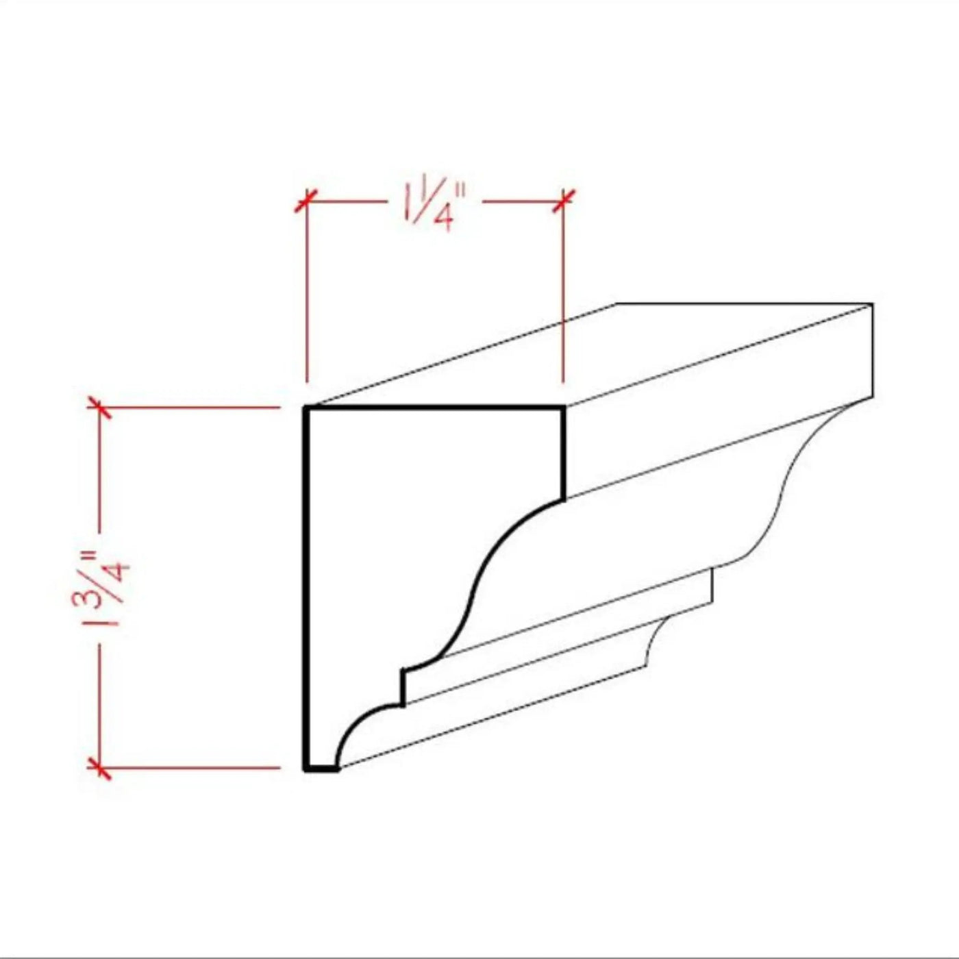 EWSC18 Solid Crown 1-3/4" High x 1-1/4" Deep Moulding. Unfinished by NewMouldings