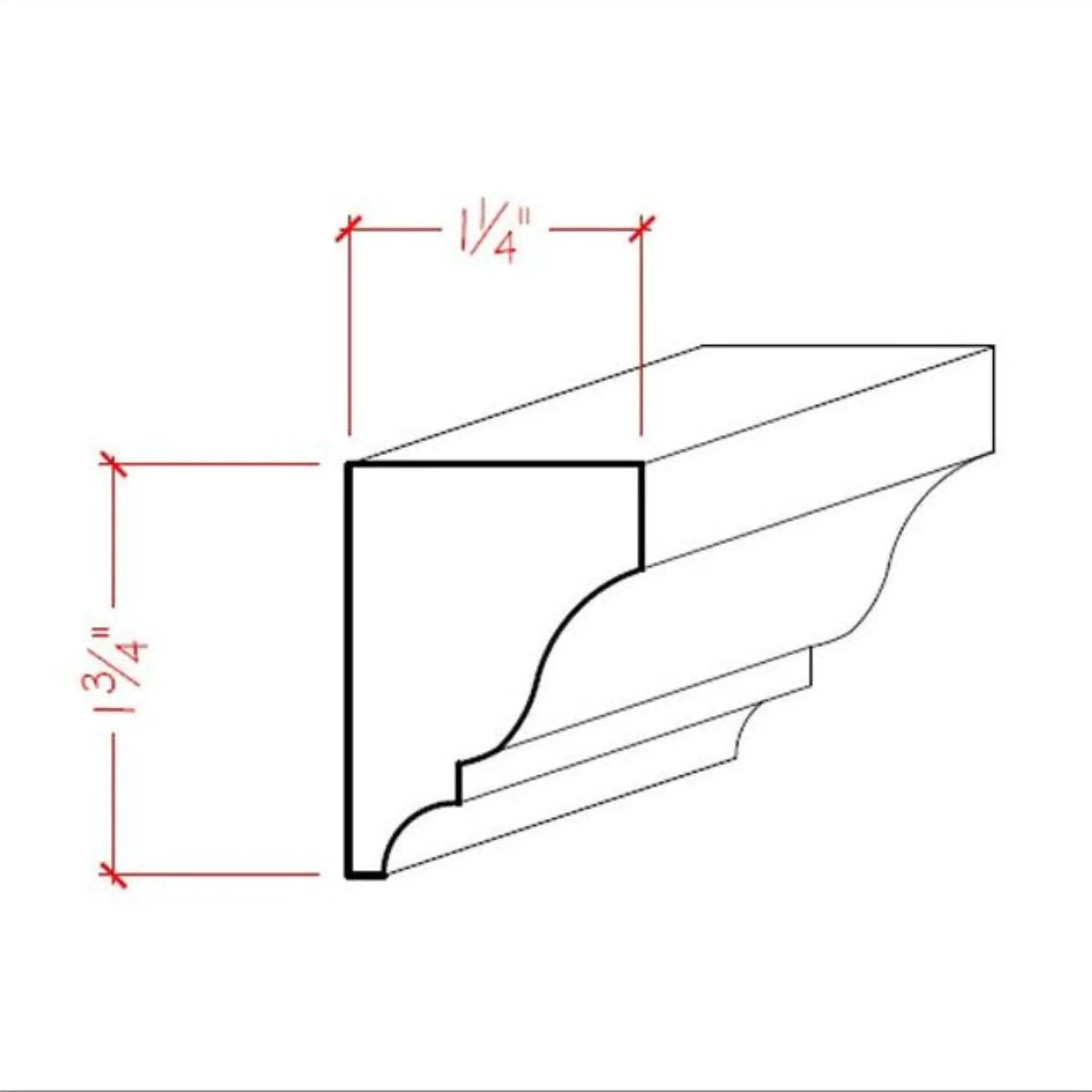 EWSC18 Solid Crown 1-3/4" High x 1-1/4" Deep Moulding. Unfinished by NewMouldings