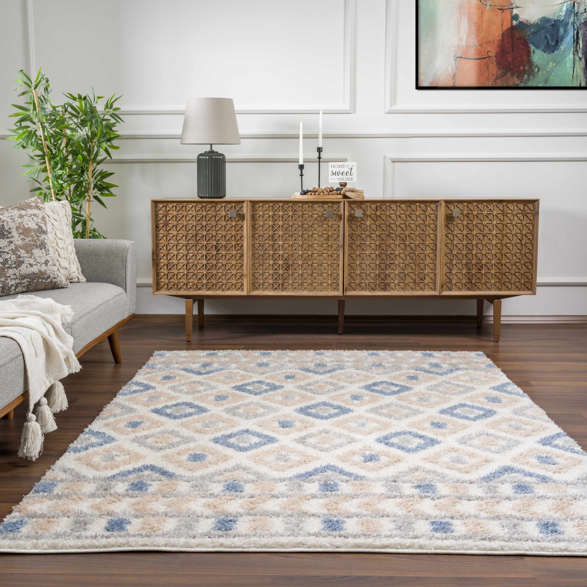 Eivin Pink & Blue Area Rug - Clearance by Boutique Rugs