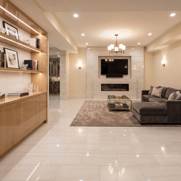 Eden Dolomite Polished Marble Look Porcelain Tiles 24x48