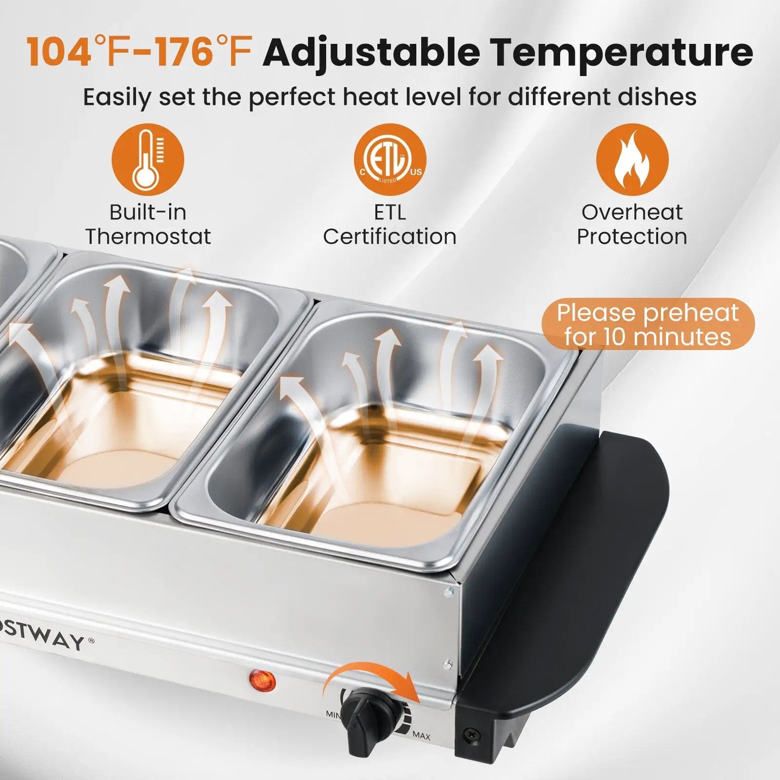 Electric Buffet Server Food Warmer with 3 Removable Trays by DirectDeals