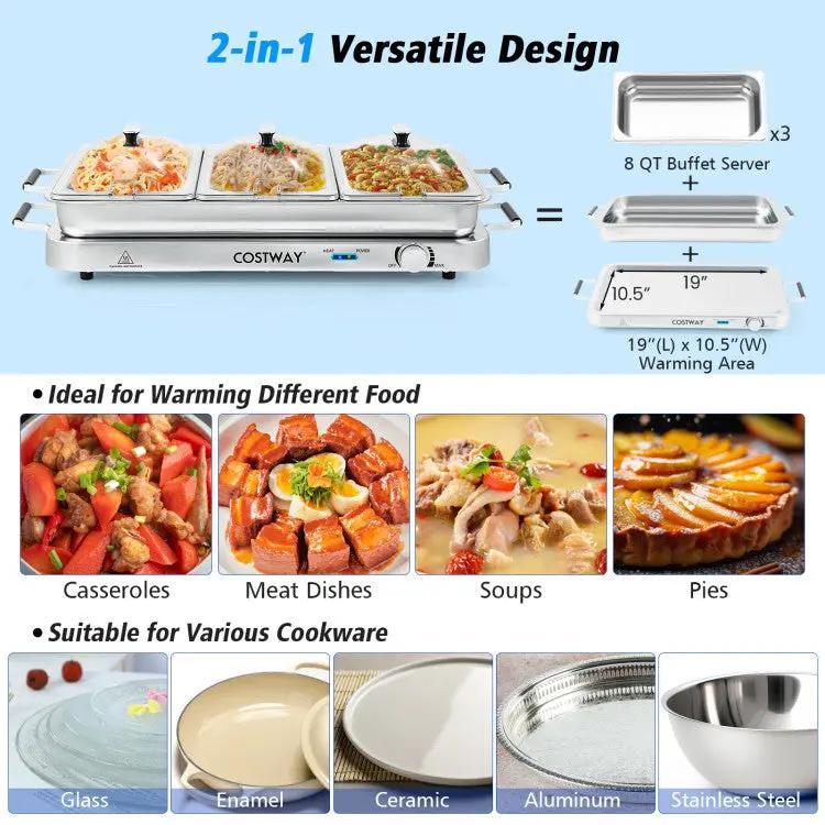 2 in 1 Electric Warming Tray with Temperature Control by DirectDeals