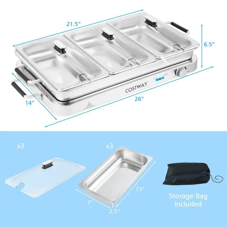 2 in 1 Electric Warming Tray with Temperature Control by DirectDeals